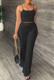 Pink Sexy Casual Solid Color Backless Spaghetti Strap Sleeveless Two Pieces