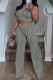Green Casual Print Basic O Neck Sleeveless Two Pieces