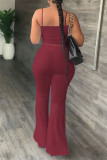 Pink Sexy Casual Solid Color Backless Spaghetti Strap Sleeveless Two Pieces