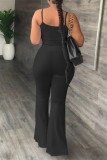 Pink Sexy Casual Solid Color Backless Spaghetti Strap Sleeveless Two Pieces