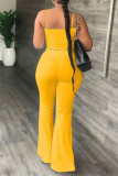 Pink Sexy Casual Solid Color Backless Spaghetti Strap Sleeveless Two Pieces