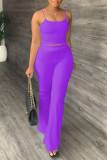 Pink Sexy Casual Solid Color Backless Spaghetti Strap Sleeveless Two Pieces