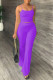 Purple Sexy Casual Solid Color Backless Spaghetti Strap Sleeveless Two Pieces