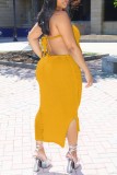 Light Blue Sexy Solid Color Backless Belted Strapless Sleeveless Two Pieces