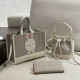 Khaki Casual Street Letters Draw String Patchwork Contrast Bags