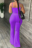 Pink Sexy Casual Solid Color Backless Spaghetti Strap Sleeveless Two Pieces