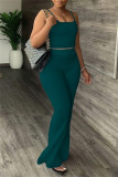 Pink Sexy Casual Solid Color Backless Spaghetti Strap Sleeveless Two Pieces