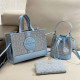 Blue Casual Street Letters Draw String Patchwork Contrast Bags