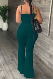 Pink Sexy Casual Solid Color Backless Spaghetti Strap Sleeveless Two Pieces