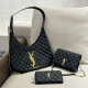 Black Casual Street Letters Chains Embossed Bags