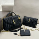 Black Daily Celebrities Letters Fringed Trim Patchwork Metal Accessories Trim Bags