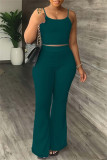 Pink Sexy Casual Solid Color Backless Spaghetti Strap Sleeveless Two Pieces
