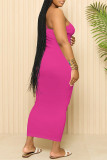 Fluorescent Yellow Sexy Solid Color U Neck Sling Dresses