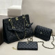 Black Daily Celebrities Solid Color Patchwork Metal Accessories Trim Embossed Bags