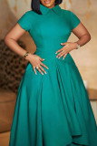 Light Pink Celebrities Solid Color Patchwork Ruched O Neck A Line Dresses