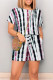 Black Rose Red Casual Gradient Print Draw String Pocket O Neck Loose Rompers