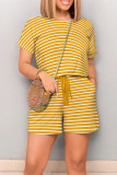 Black Red Casual Striped Patchwork Draw String Pocket O Neck Regular Rompers