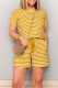 Orange White Casual Striped Patchwork Draw String Pocket O Neck Regular Rompers