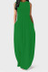 Green Casual Solid Color Pocket O Neck Vest Dresses