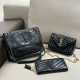 Black Street Daily Letters Patchwork Metal Accessories Trim Bags