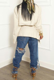 Apricot Street Solid Color Patchwork Strap Design Turn-back Collar Long Sleeve Two Pieces