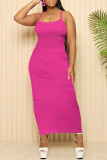 Fluorescent Yellow Sexy Solid Color U Neck Sling Dresses