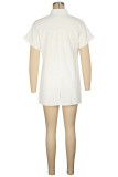 Pink Casual Daily Letter Print Knotted Turndown Collar Short Sleeve Two Pieces