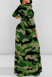 Black Elegant Gradient Print Camouflage Print Letter Print Faux Denim Print Lace Up Contrast O Neck Printed Dresses
