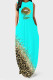 Blue Casual Street Leopard Print Lips Print Pocket Contrast O Neck Vest Dresses