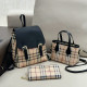 Black Casual Daily Plaid Patchwork Contrast Bags