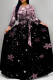 Gray Purple Elegant Print Patchwork Strap Design O Neck Long Dresses