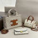 Cream White Casual Street Letters Patchwork Contrast Bags