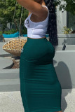 White Green Casual Print Patchwork Deep V Neck Sleeveless Two Pieces
