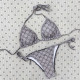 Grey Sportswear Letters Patchwork Strap Design Swimwears