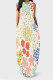 Cream White Casual Street Floral Print Pocket O Neck Vest Dresses