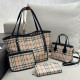 Black Casual Street Plaid Patchwork Contrast Bags