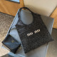 Black Daily Vacation Letters Embroidered Patchwork Bags