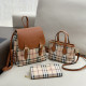 Brown Casual Daily Plaid Patchwork Contrast Bags