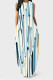 Blue White Casual Daily Striped Print Pocket Contrast O Neck Vest Dresses