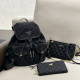 Black Casual Daily Solid Color Patchwork Metal Accessories Trim Bags