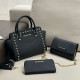 Black Casual Street Solid Color Rivets Patchwork Chains Bags