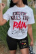 White Black Casual Print Patchwork O Neck Short Sleeve Two Pieces