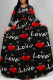 Black Elegant Gradient Print Camouflage Print Letter Print Faux Denim Print Lace Up Contrast O Neck Printed Dresses