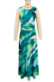 Purple Elegant Print Patchwork O Neck A Line Dresses