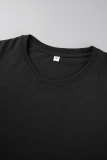 White Casual Street Letter Print O Neck T-Shirts