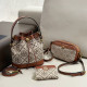 Brown Casual Street Letters Draw String Patchwork Contrast Bags