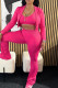 Pink Casual Solid Color Patchwork Zipper Zipper Collar Long Sleeve Three Pieces