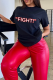 Black Casual Street Letter Print O Neck T-Shirts