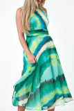 Purple Elegant Print Patchwork O Neck A Line Dresses