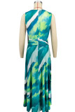 Purple Elegant Print Patchwork O Neck A Line Dresses